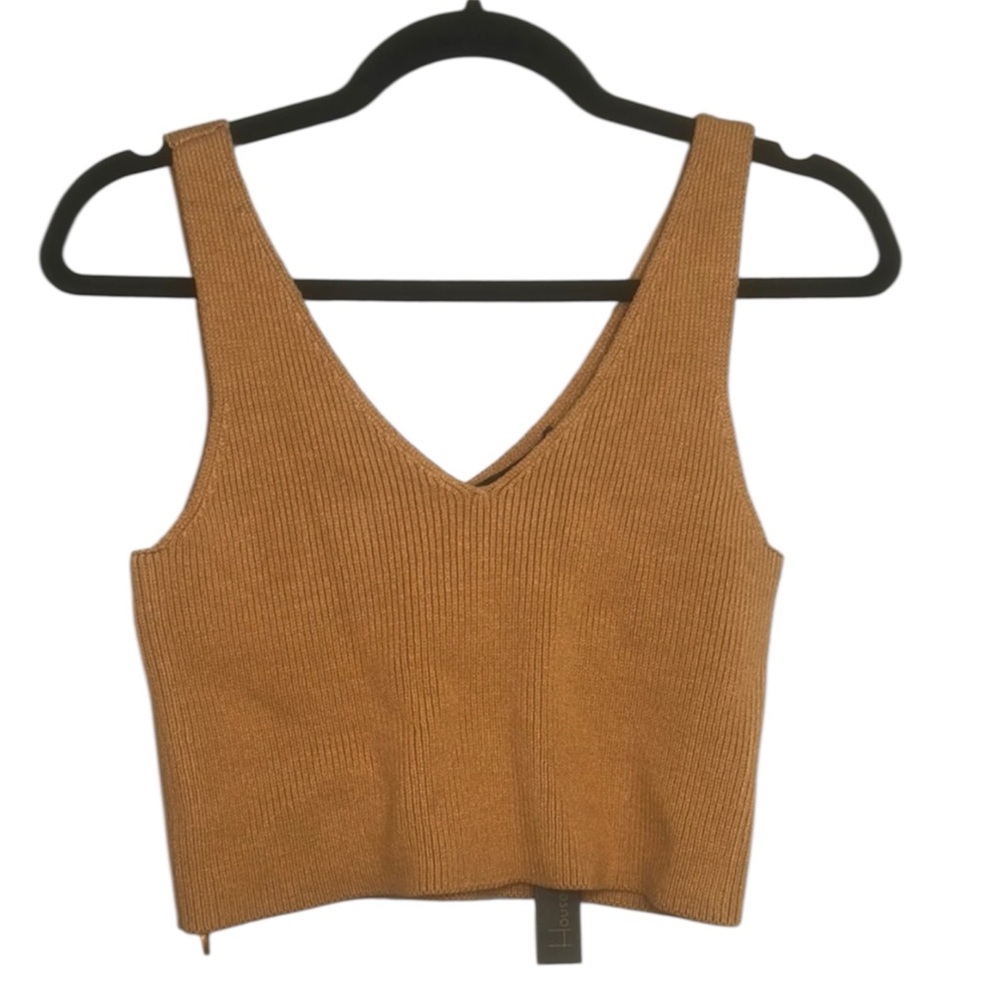 House of Harlow 1960 Camel Knit V-Neck Tank Top NWT Small